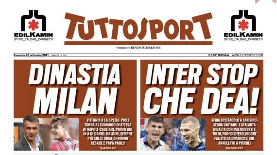 Tuttosport in prima pagina: "Inter stop, che Dea!"