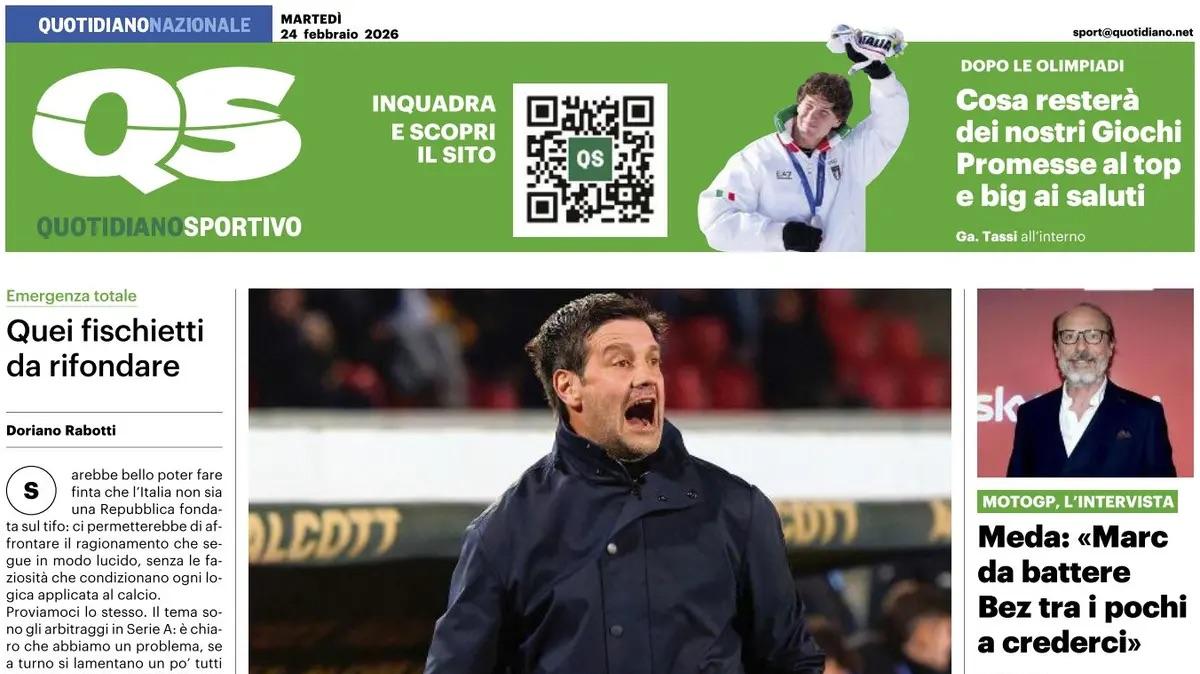 "Disgelo Inter, Chivu ci crede. Alle 21 per ribaltare il 3-1 dell'andata", la prima pagina del Quotidiano Sportivo