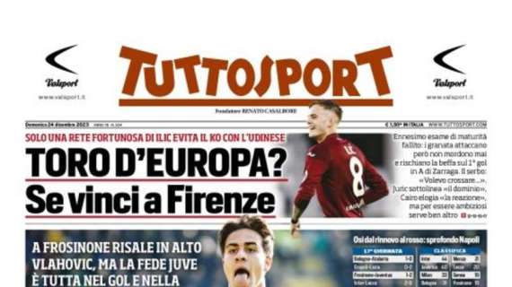 L'apertura di Tuttosport: "Vittoria sofferta sul Lecce. Inter, il Lautaro lo fa Bisseck"