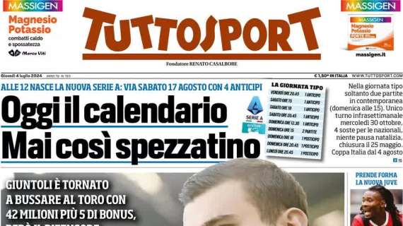Serie A, oggi i calendari. L'Inter punta Marcos Alonso. La prima pagina di Tuttosport