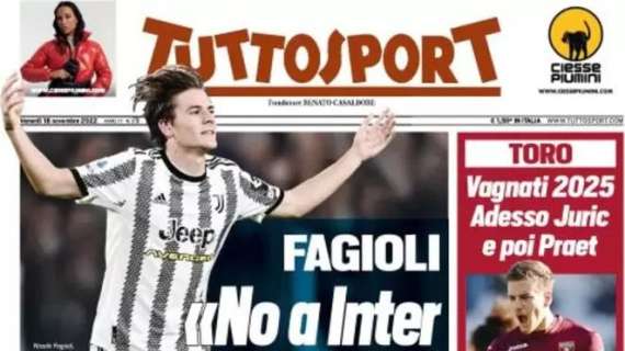 La prima pagina di Tuttosport: "Becao o N'Dicka, l'Inter oltre De Vrij"