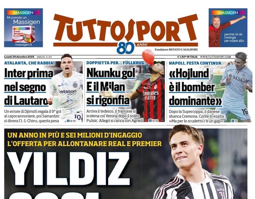 Tuttosport in prima pagina sul futuro della Juventus: "Yildiz 2031"