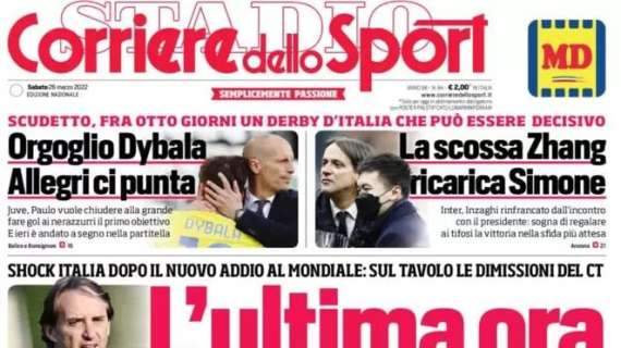 La prima pagina del Corriere dello Sport: "La scossa Zhang ricarica Simone"