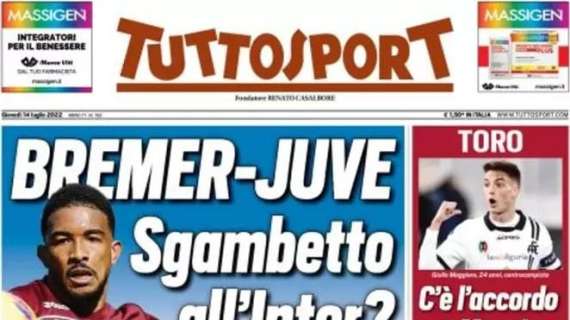 L'apertura di Tuttosport: "Bremer-Juve, sgambetto all'Inter?"