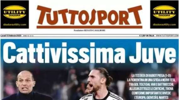 L'apertura di Tuttosport: "Cattivissima Juve. Allegri zittisce le critiche"