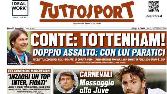 L'apertura di Tuttosport: "Inzaghi un top, Inter fidati"