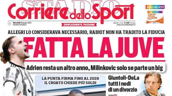 Il Corriere dello Sport in apertura: "Inter, arriva Thuram. Brozovic gela gli arabi"