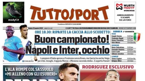 Tuttosport in prima pagina: "Buon campionato!". Napoli e Inter, occhio alle trappole