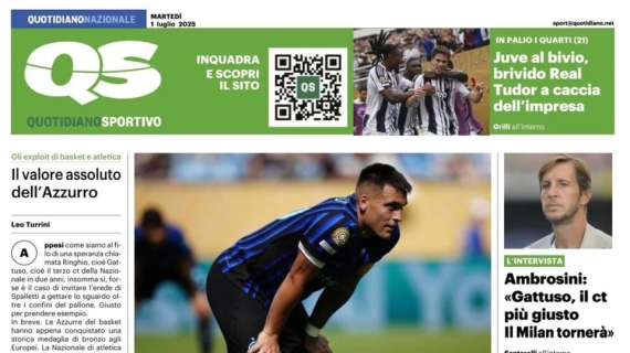 "Inter, un mondo di rimpianti. Grande chance persa" la prima pagina del Quotidiano Sportivo
