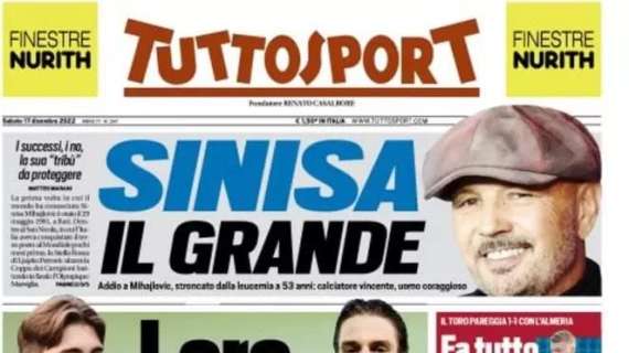 Addio a Mihajlovic, Tuttosport titola in apertura: "Sinisa il grande"