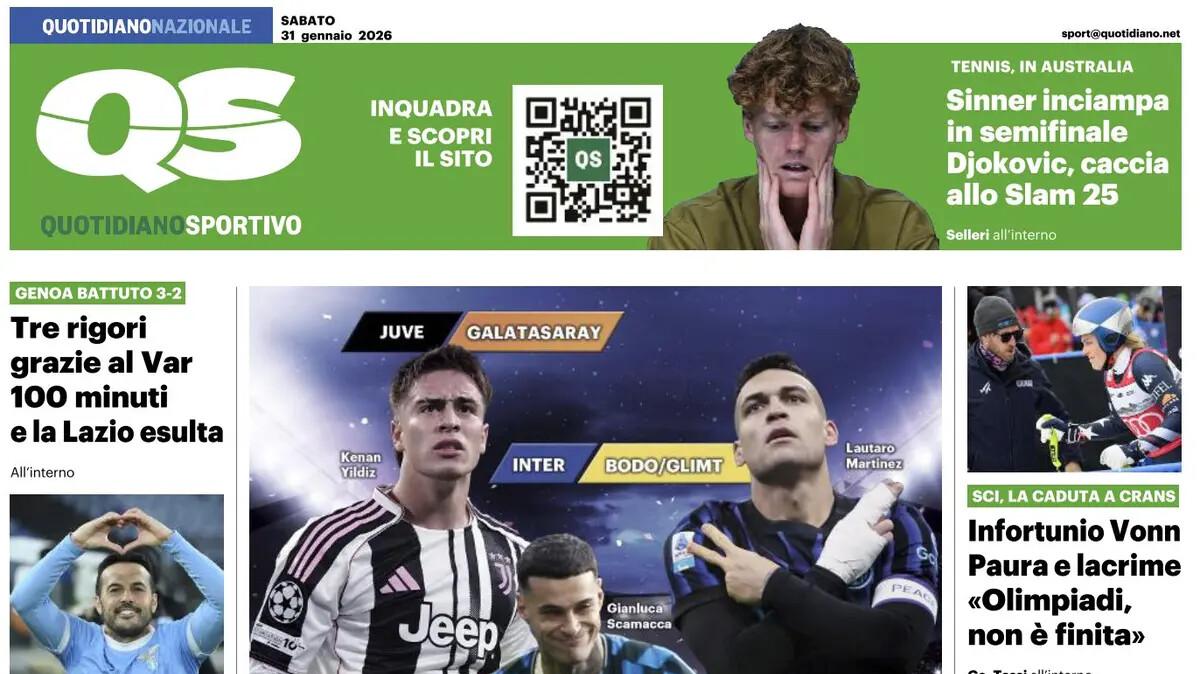 "Champions sull'altalena. Tre avversari temibili, ma l'Inter evita Mou": la prima pagina del Quotidiano Sportivo