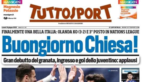 Tuttosport in prima pagina: "Lukebakio a meraviglia con Lukaku, la Juve accelera per Parisi"