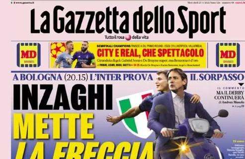 La prima pagina de La Gazzetta dello Sport: "Inzaghi mette la freccia"
