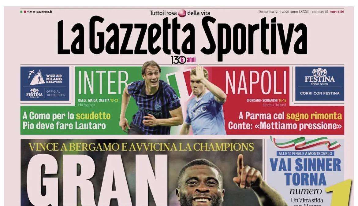 "A Como per lo Scudetto, Pio deve fare Lautaro": la prima pagina di Gazzetta dello Sport