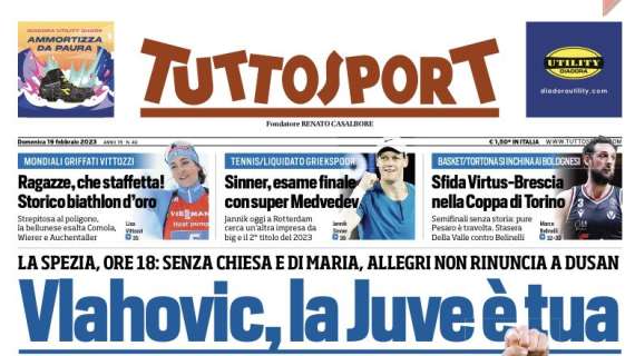 La prima pagina di Tuttosport: "Inter e Lukaku, gioia tra i brividi"