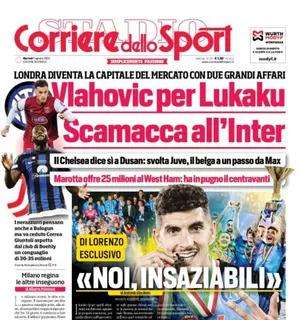 Il Corriere dello Sport in prima pagina: "Scamacca all'Inter, Marotta lo ha in pugno"