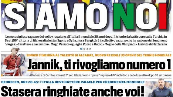 "Stasera ringhiate anche voi. Tonali: 'In campo tutti come Gattuso'", la prima pagina di TuttoSport