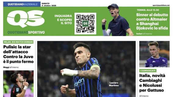 "Rincorsa Inter, prove di volo. Chivu può agganciare la vetta", la prima pagina del Quotidiano Sportivo