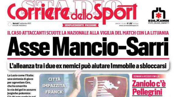  Il Corriere dello Sport in apertura: "Asse Mancio-Sarri". C'è un Immobile da sbloccare 