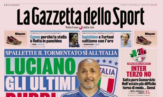 La prima pagina de La Gazzetta dello Sport: "Inter, terzo no. Salta pure Samardzic"