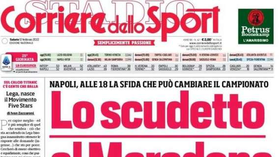 L'apertura del Corriere dello Sport: "Lo scudetto al Maradona"