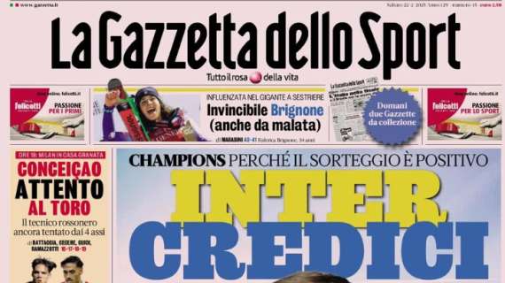 Sorteggio Champions: "Inter, credici", le prime pagine dei quotidiani sportivi del 22 febbraio