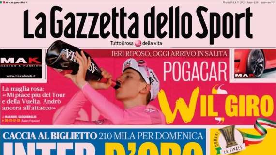 In 210mila per Inter-Lazio: servirebbero tre San Siro. La prima pagina de La Gazzetta dello Sport