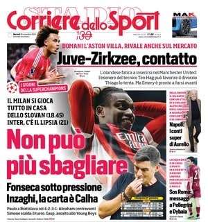 Inter, la carta è Calha: Inzaghi scalda il turco. La prima pagina del Corriere dello Sport