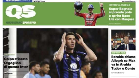 Qs in prima pagina: "Inter, che spreco. Champions al Manchester City"