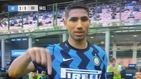 Hakimi giura fedeltà: dopo il cambio fa il gesto per rimanere all'Inter