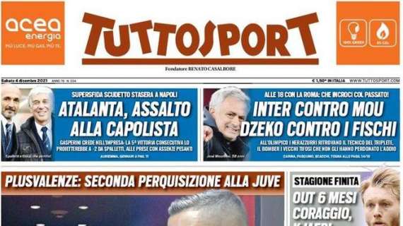 L'apertura di Tuttosport - "Inter contro Mou, Dzeko contro i fischi"