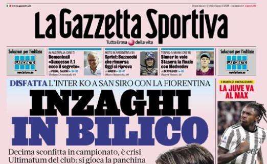 La prima pagina della Gazzetta dello Sport: "Inzaghi in bilico, ora si gioca la panchina"