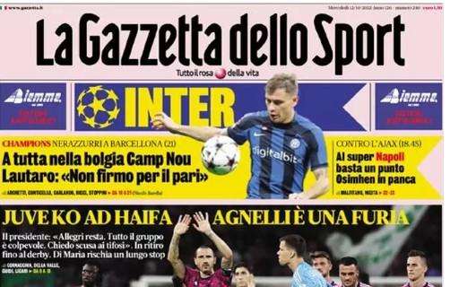 La Gazzetta dello Sport in taglio alto: "A tutta nella bolgia Camp Nou"