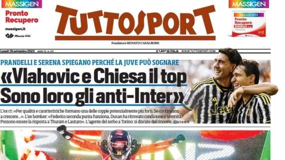 La Juve conta su Vlahovic e Chiesa, Tuttosport in prima pagina: "Sono loro gli anti-Inter"