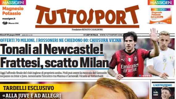 Tuttosport in prima pagina: “Scatto Milan per Frattesi, sorpasso all’Inter”