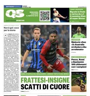 "Frattesi-Insigne, scatti di cuore": la prima pagina del QS sul calciomercato