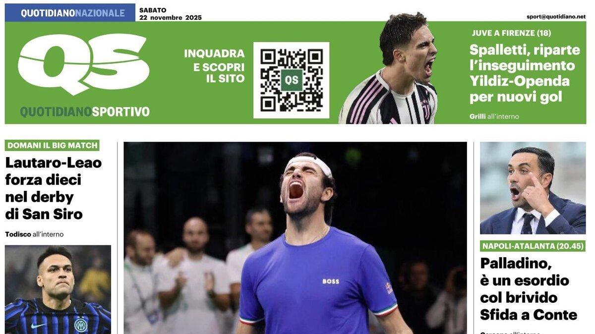 "Lautaro-Leao forza dieci nel derby di San Siro. Palladino esordio col brivido", la prima pagina del QS