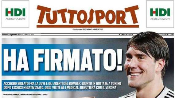 La prima pagina di Tuttosport: "Inter, preso anche Caicedo"