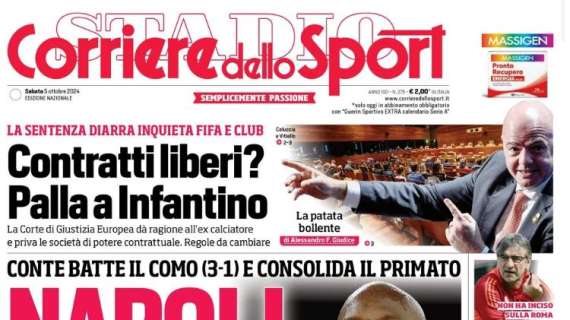 "Thuram in coppia con Lautaro dopo aver riposato in Champions": la prima pagina de Il Corriere dello Sport