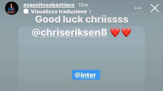 Anche Esposito non dimentica Eriksen: "Buona fortuna Chriissss"