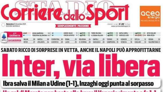 Il Corriere dello Sport in apertura: "Inter, via libera"