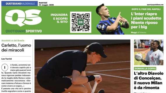 L'Inter riapre i piani scudetto, niente riposo per i big. La prima pagina del QS - Quotidiano Sportivo