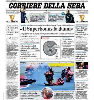 Il Corriere della Sera titola in taglio alto