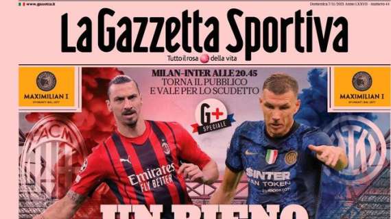 L'apertura de La Gazzetta dello Sport: "Un pieno di derby"