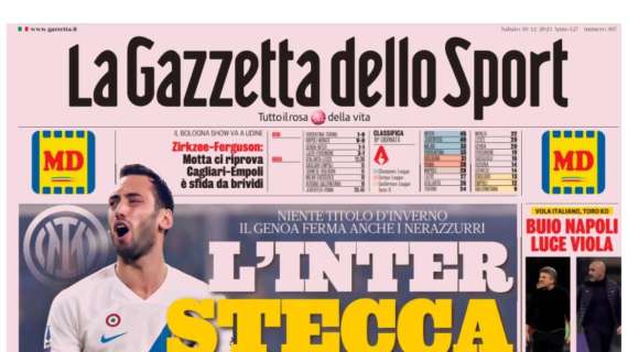 La prima pagina de  La Gazzetta dello Sport sul pareggio del Ferraris: "L'Inter stecca"