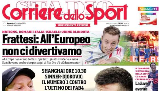 "Frattesi e le colpe dell'Europeo, la Juve procede verso David": Il Corriere dello Sport in apertura 