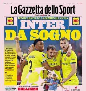 La Gazzetta in apertura: "Inter da sogno. Barella-Lukaku in gol a Lisbona"