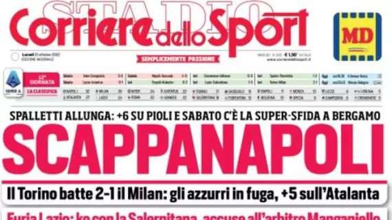 L'apertura del CorSport: "ScappaNapoli". Azzurri in fuga dopo la sconfitta del Milan