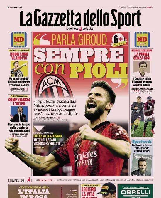L'Inter corre fuori casa, ma adesso il gioco lo fa Allegri: le prime pagine del 26 gennaio