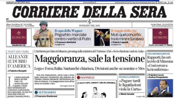 L'apertura del Corriere della Sera: "Thuram sceglie l'Inter, il progetto ha convinto il giocatore"